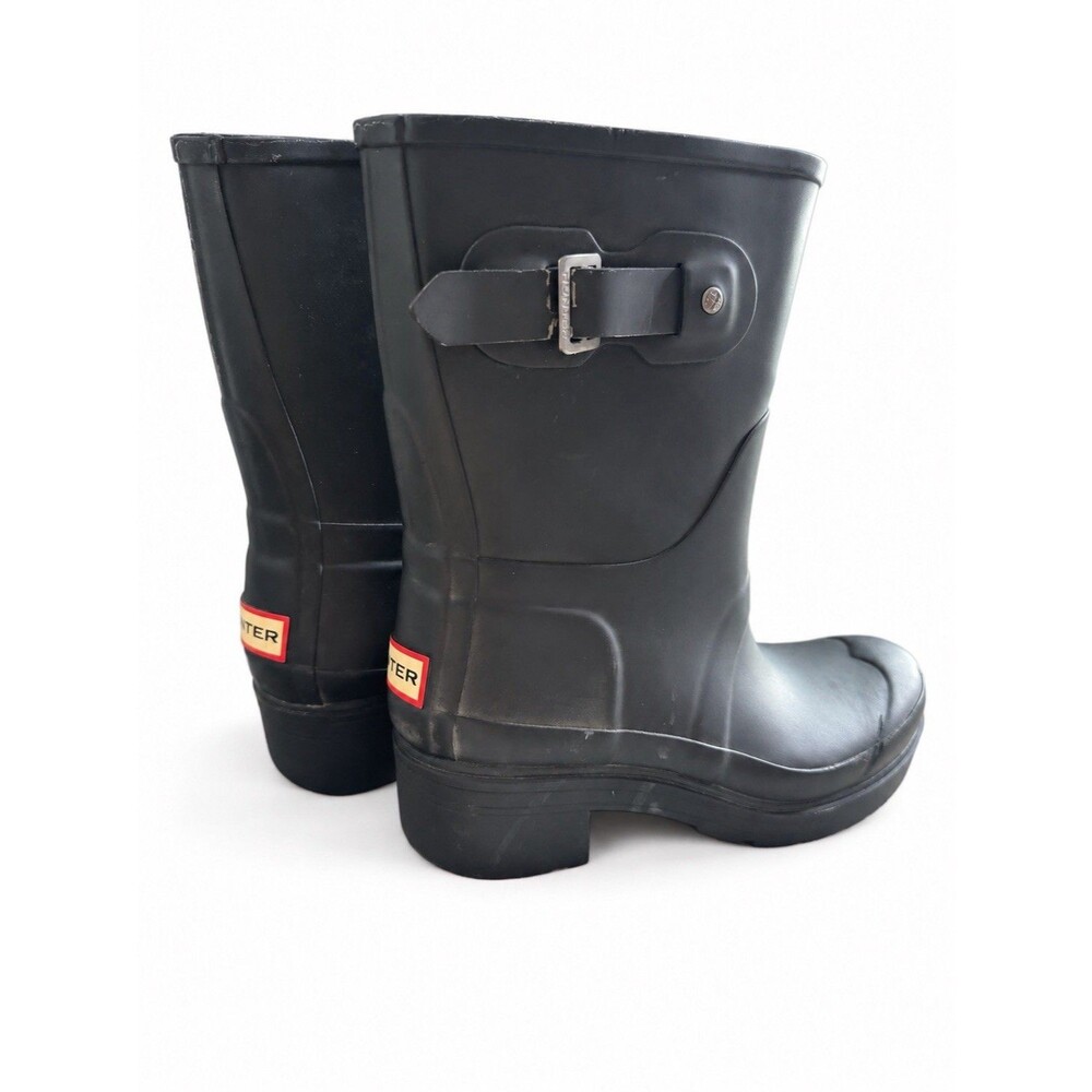 Hunter Original Short Rain Boots Women’s Size 5 Black Rubber Waterproof Buckle